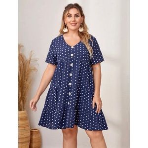 • emery rose plus polka dot smock dress •